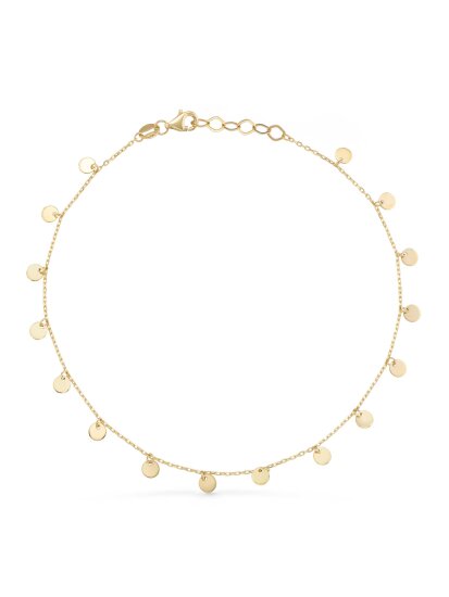 14K Gold Round Disc Anklet - 