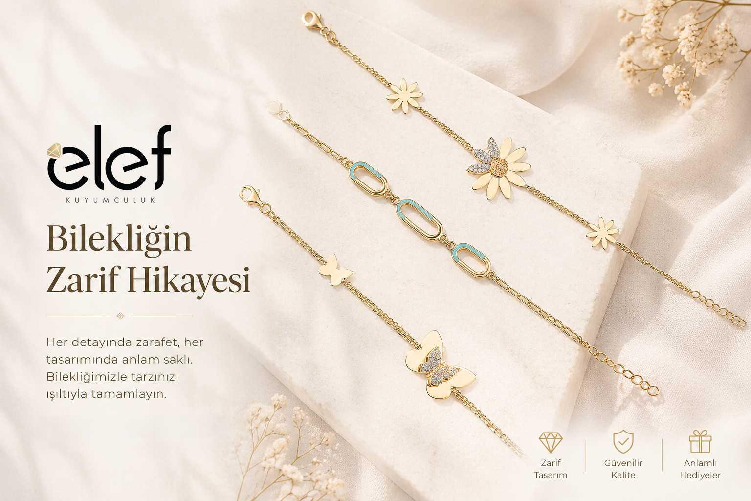 14 Ayar Altın Tarz Bileklik Modelleri