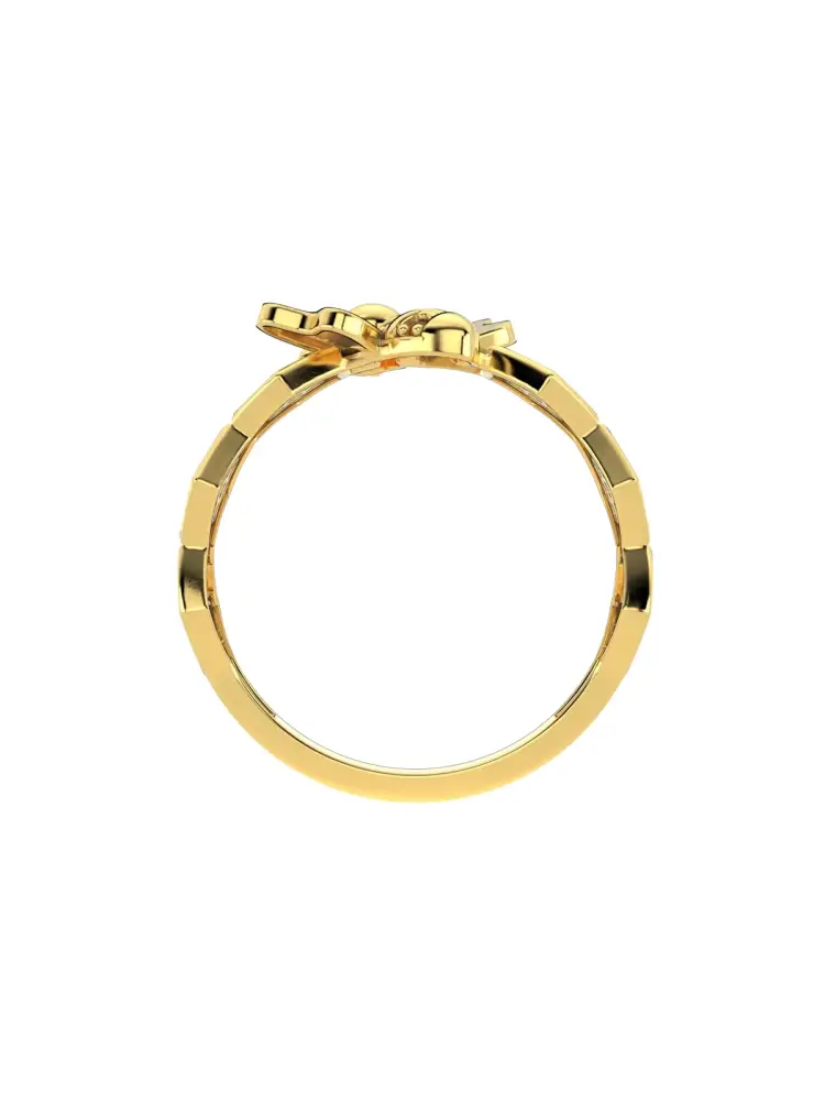 Arı Motifli Petek Detaylı 14K Altın Yüzük - 7