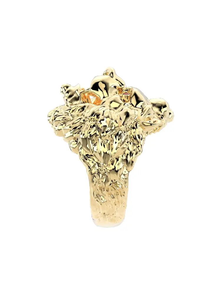 Aslan Başlı Heykel Form 14K Altın Yüzük - 8