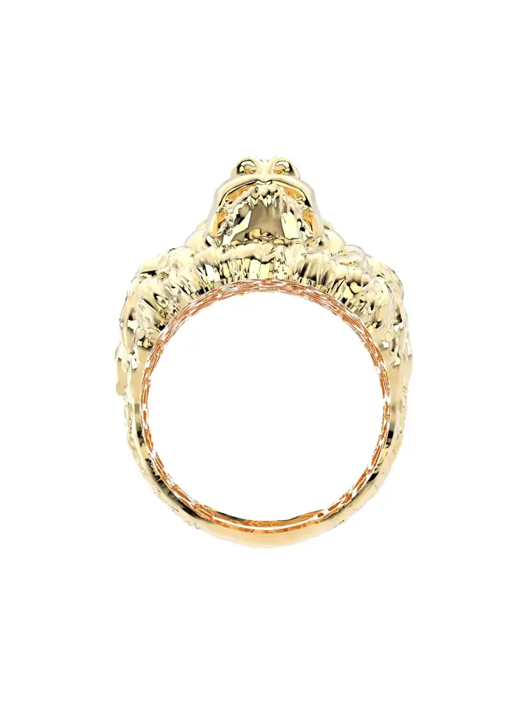 Aslan Başlı Heykel Form 14K Altın Yüzük - 7