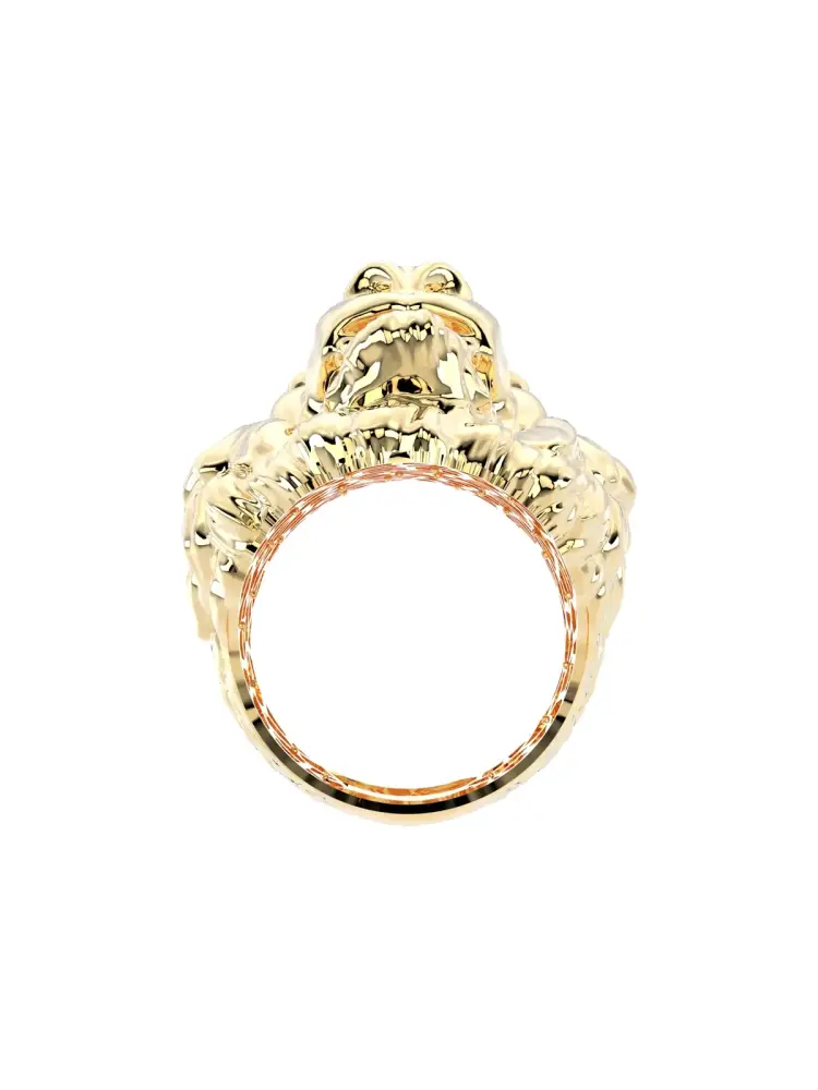 Aslan Figürlü Heykelsi 14K Altın Yüzük - 9