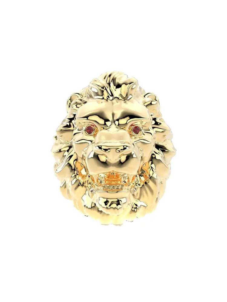 Aslan Figürlü Heykelsi 14K Altın Yüzük - 8