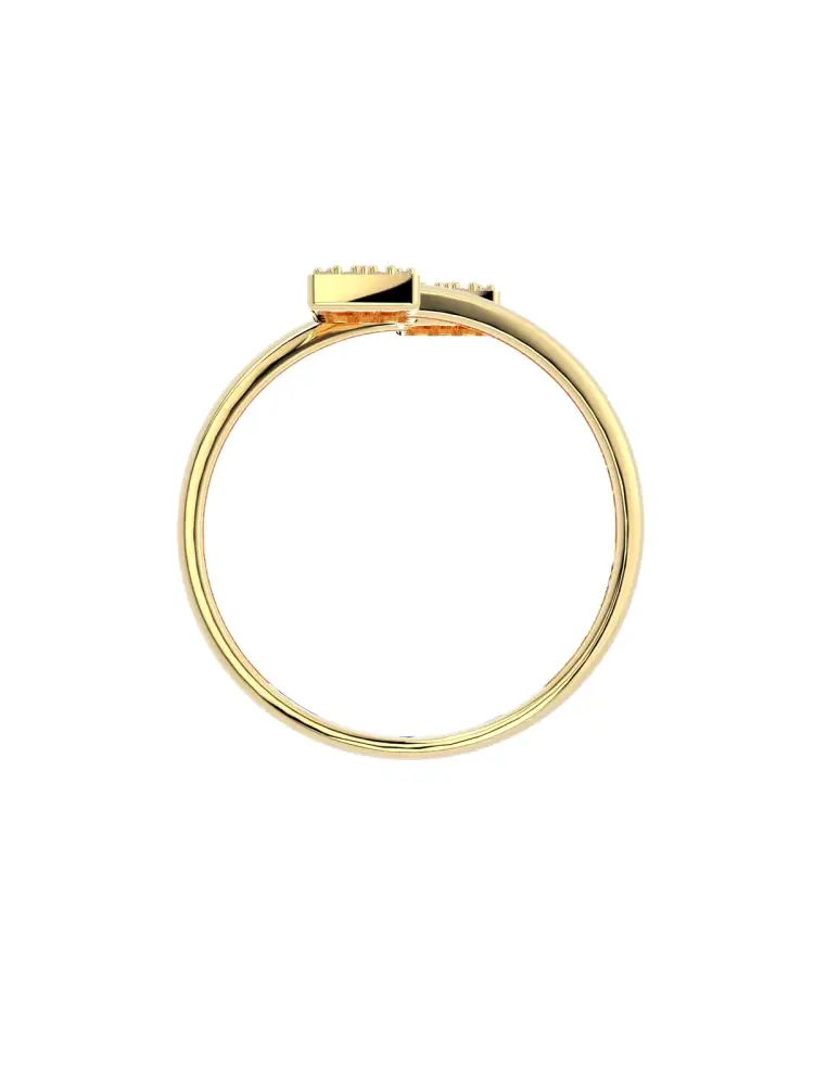 Baget Safir Rengi ve Pırlanta Görünümlü Modern 14K Altın Yüzük - 7