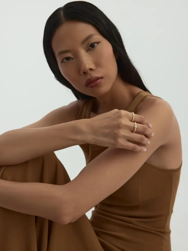 Baget Taşlı Burgu Formlu 14K Altın Yüzük - 5