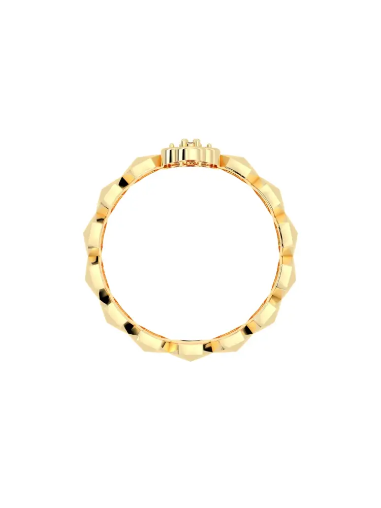 Baget Taşlı Geometrik Formlu 14K Altın Yüzük - 6
