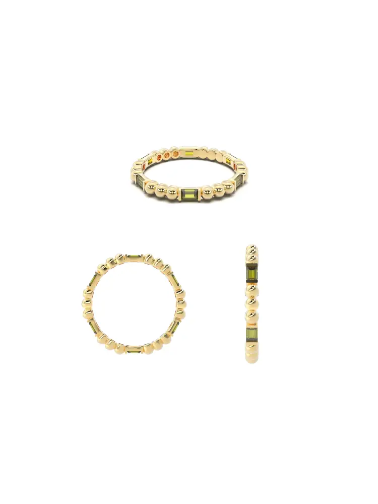 Baget Taşlı Modern Sıra 14K Altın Yüzük - 8