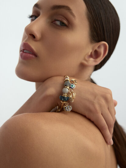 Blue Stone Infinity 14K Gold Charm - (1)