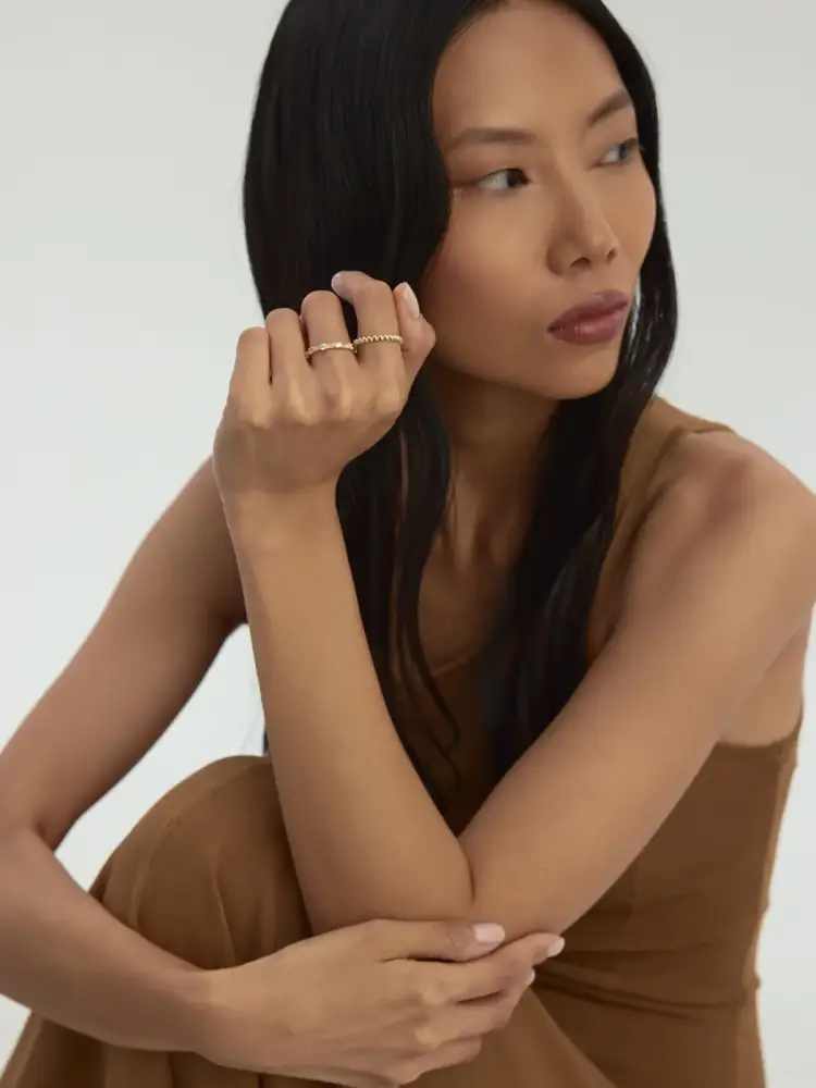 Bombe Formlu Modern 14K Altın Yüzük - 5