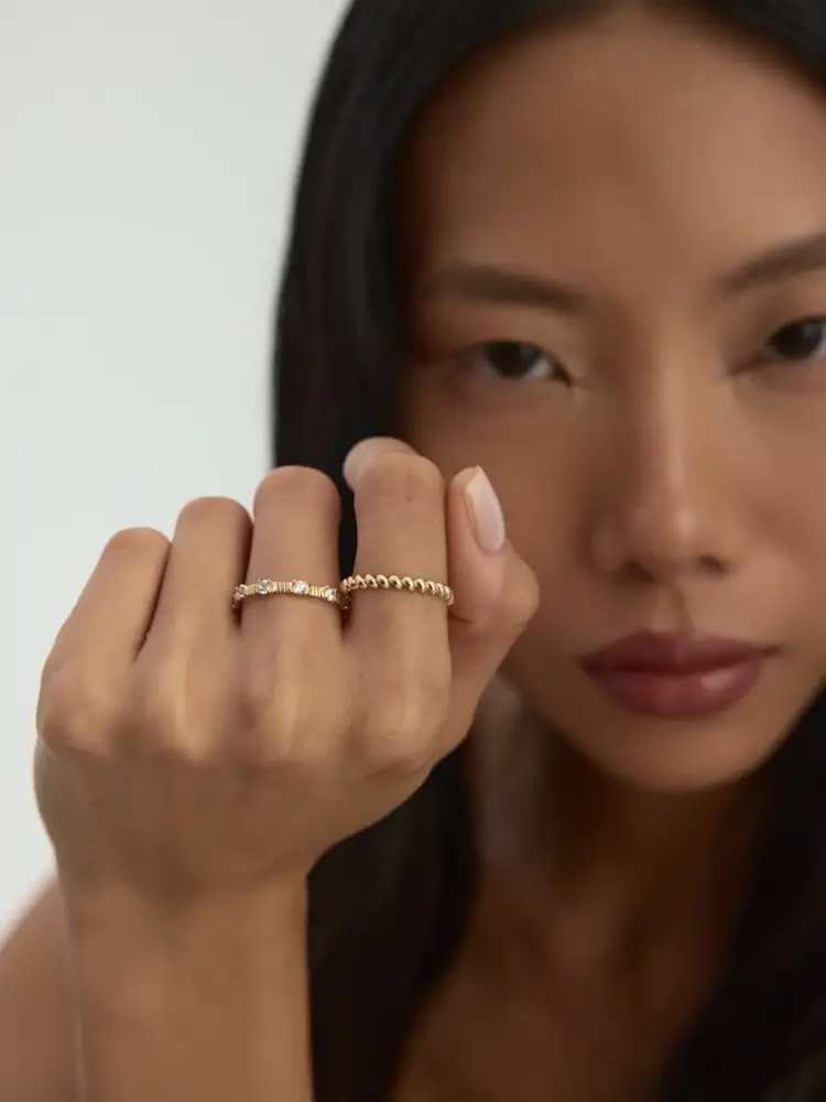 Bombe Formlu Modern 14K Altın Yüzük - 2