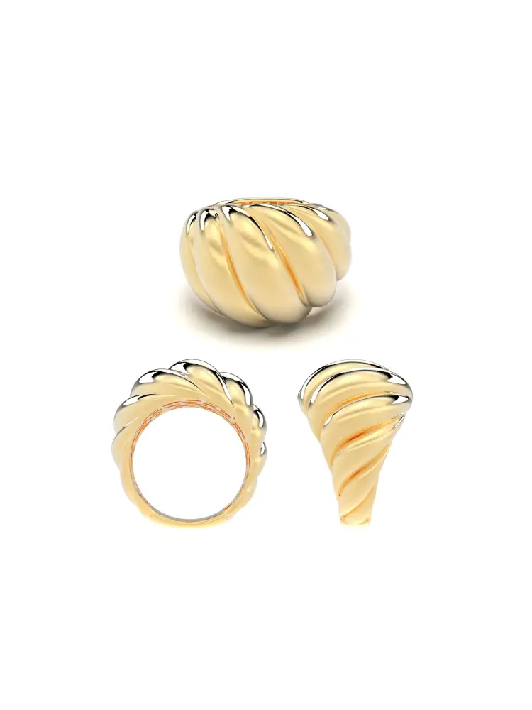 Bombeli Burgulu Vintage 14K Altın Yüzük - 8