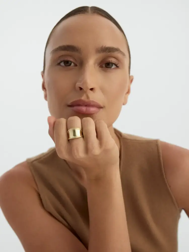 Bombeli Formlu Kapsül 14K Altın Yüzük - 3