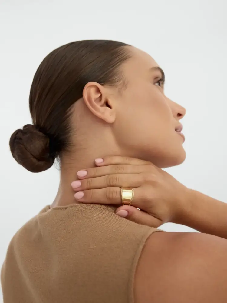 Bombeli Formlu Kapsül 14K Altın Yüzük - 2