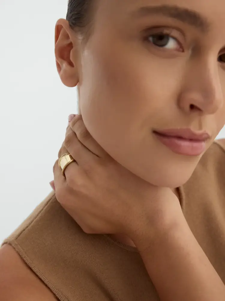 Bombeli Formlu Kapsül 14K Altın Yüzük - 5