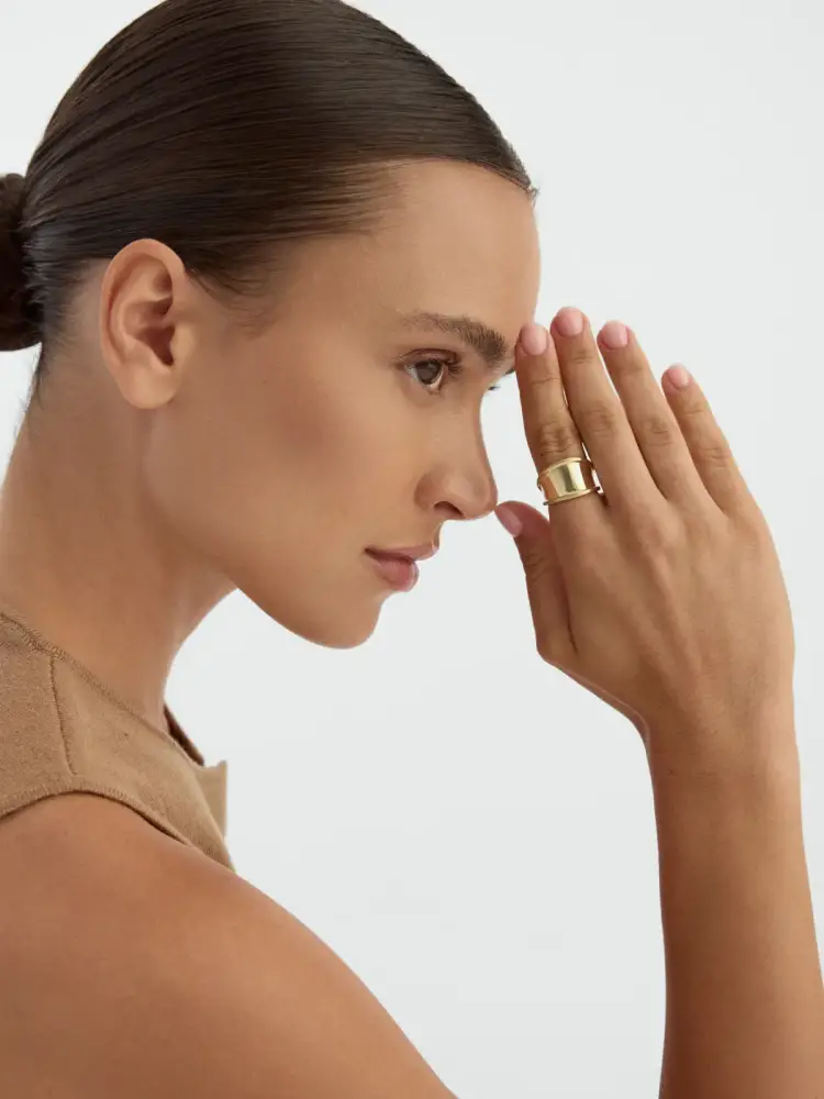 Bombeli Formlu Kapsül 14K Altın Yüzük - 4