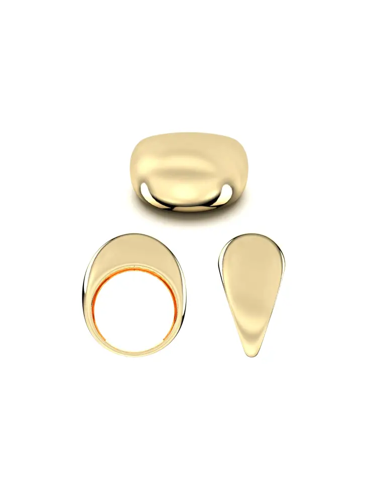 Bombeli Formlu Klasik 14K Altın Yüzük - 9