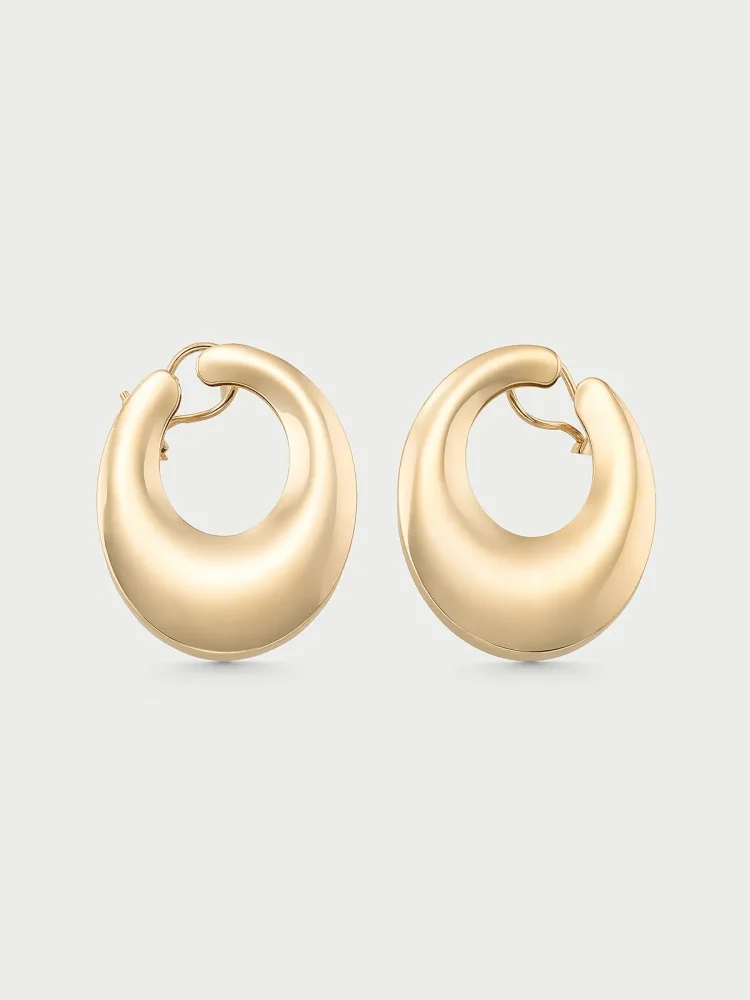 Bombeli Halka 14K Altın Küpe - 1