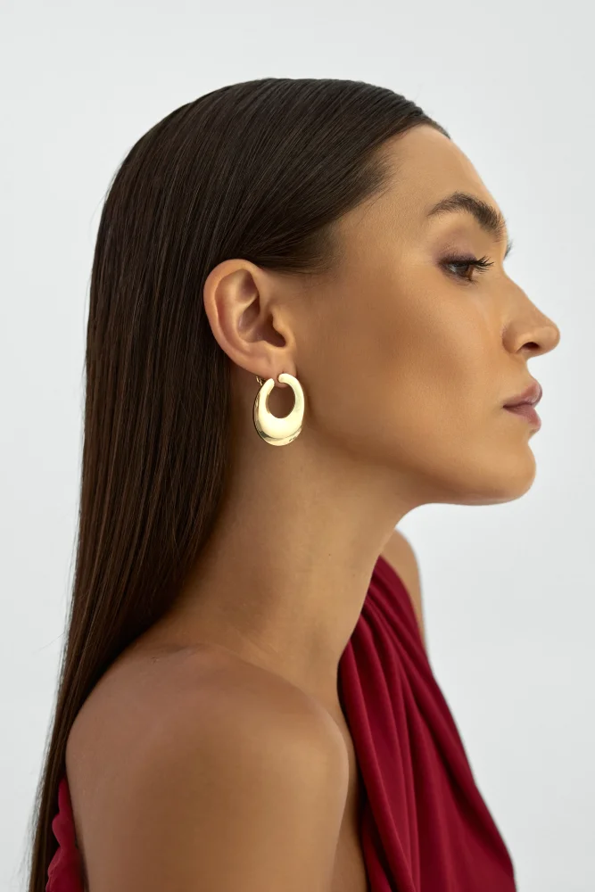 Bombeli Halka 14K Altın Küpe - 2