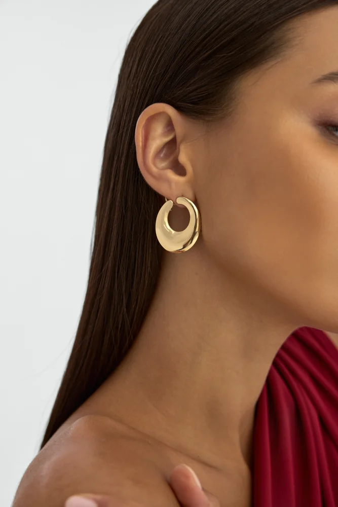 Bombeli Halka 14K Altın Küpe - 3