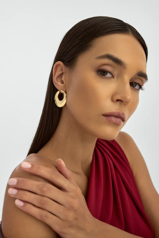 Bombeli Halka 14K Altın Küpe - 4