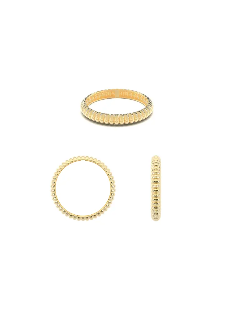 Bombeli Minimal 14K Altın Yüzük - 8