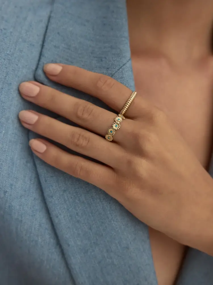 Bombeli Minimal 14K Altın Yüzük - 2