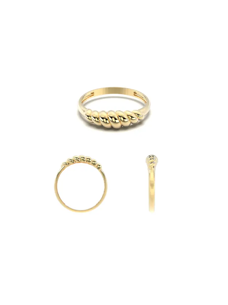 Bombeli Minimal 14K Altın Yüzük - 9