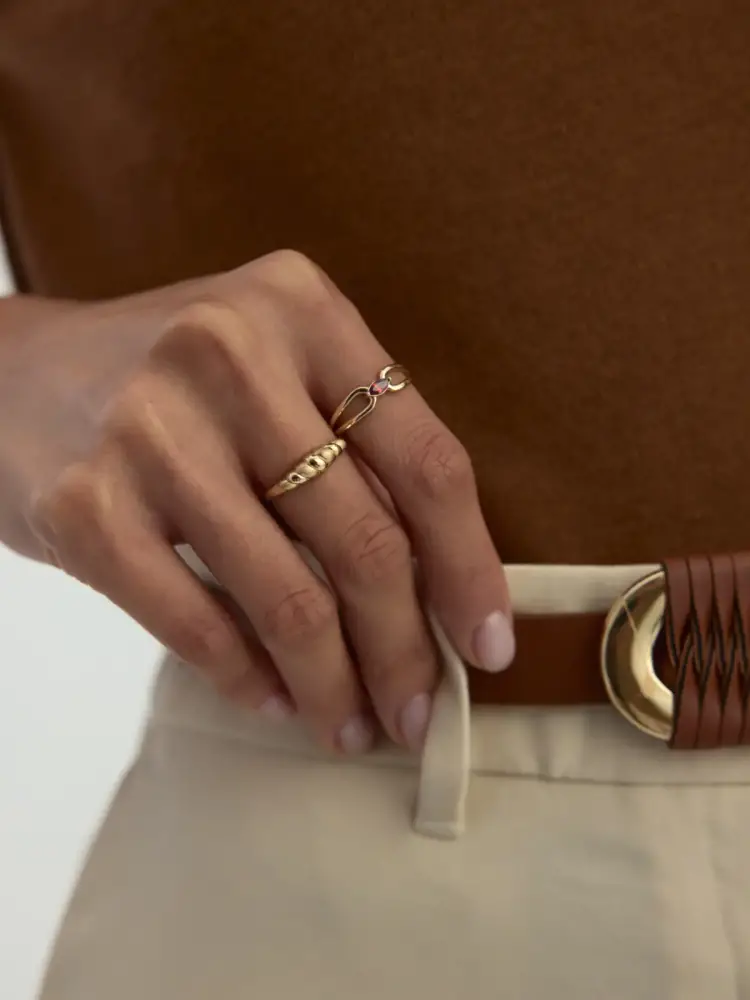 Bombeli Minimal 14K Altın Yüzük - 2