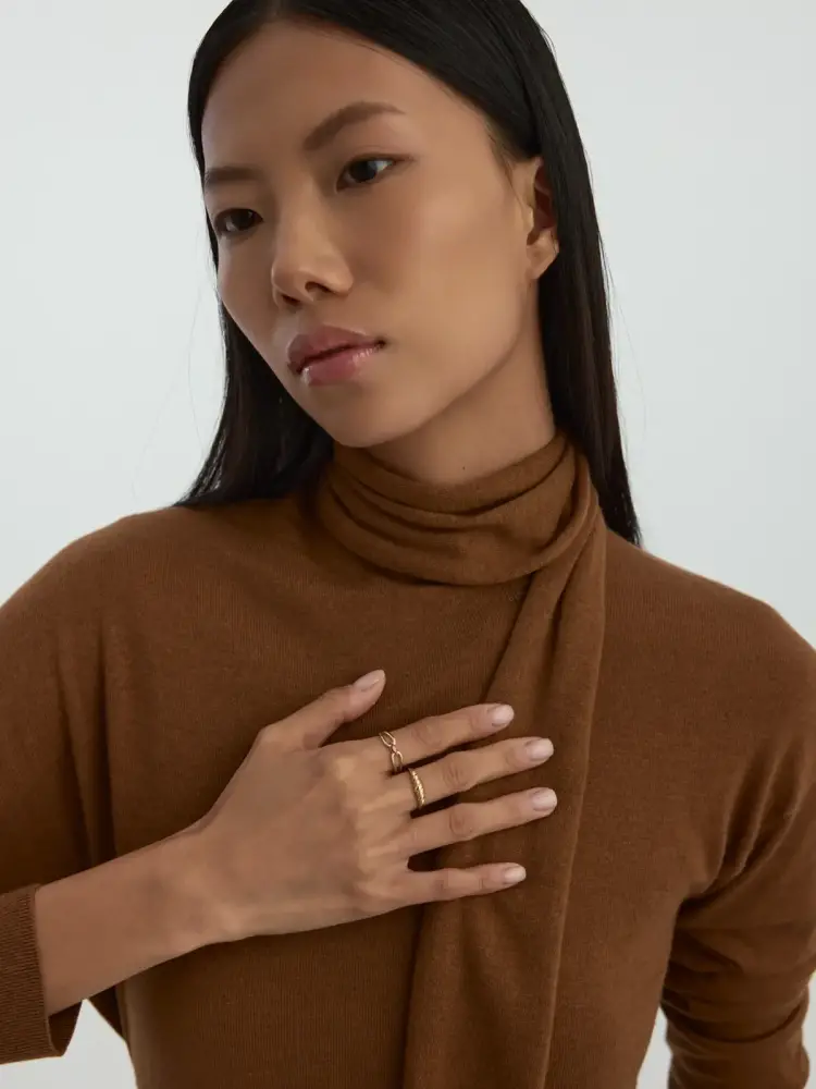 Bombeli Minimal 14K Altın Yüzük - 5