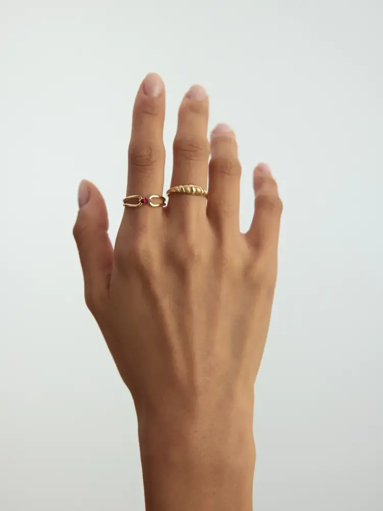 Bombeli Minimal 14K Altın Yüzük - 4