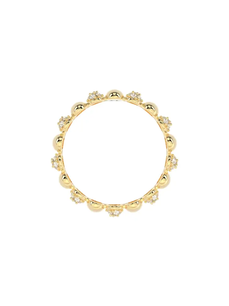 Bombeli Top ve Yuvarlak Taşlı 14K Altın Yüzük - 6