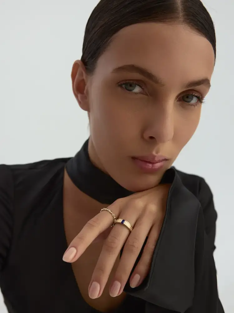 Bombeli Top ve Yuvarlak Taşlı 14K Altın Yüzük - 3