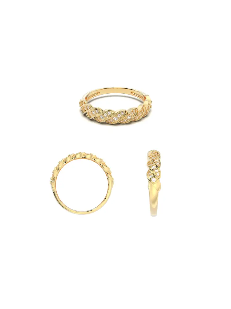 Burgu Model Pırlanta Görünümlü 14K Altın Yüzük - 10