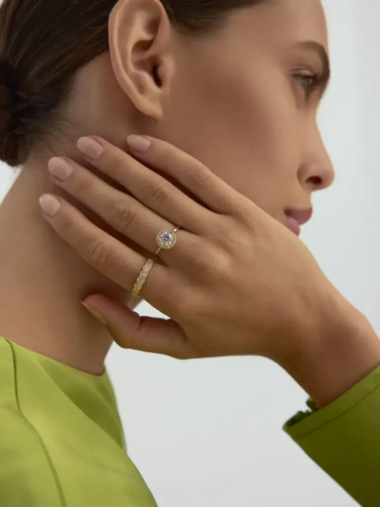 Burgu Model Pırlanta Görünümlü 14K Altın Yüzük - 4