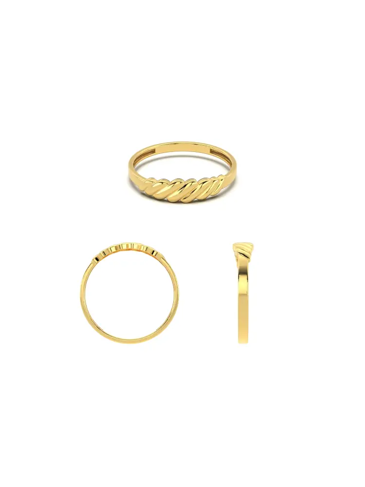 Burgulu Formlu Minimal 14K Altın Yüzük - 9