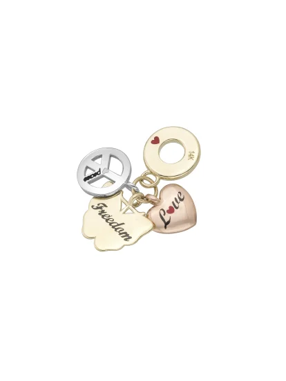 Butterfly, Peace & Colorful Heart 14K Gold Multi Charm - (1)