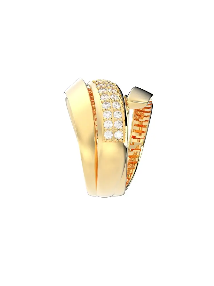 Çapraz Sıralı Zirkon Taşlı Modern 14K Altın Yüzük - 7