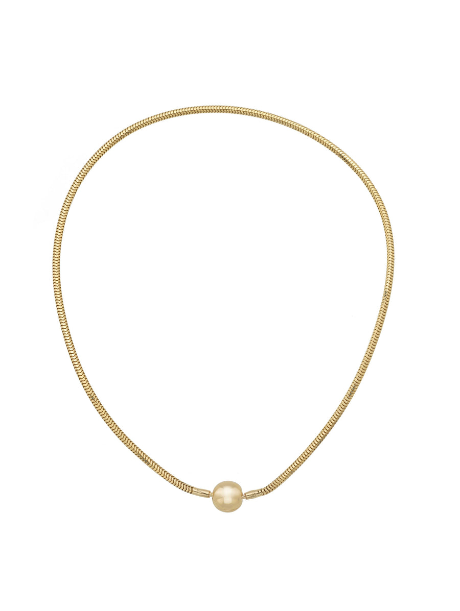 Yılan Zincir Top Kilitli Charm 14K Altın Kolye