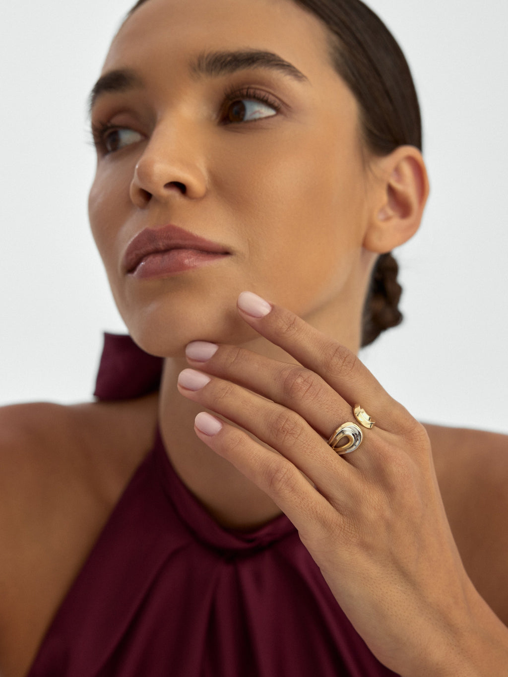 Çift Renk Spiral Formlu Modern 14K Altın Yüzük - Elef Kuyumculuk