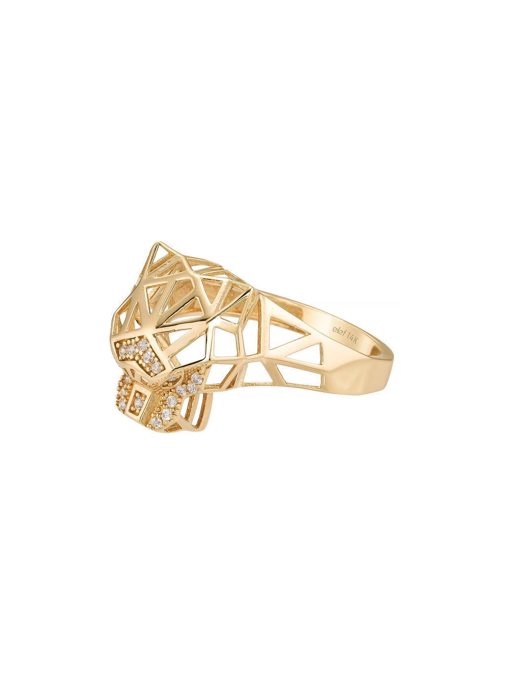Geometrik Panter Figürlü Modern 14K Altın Yüzük - Elef Kuyumculuk