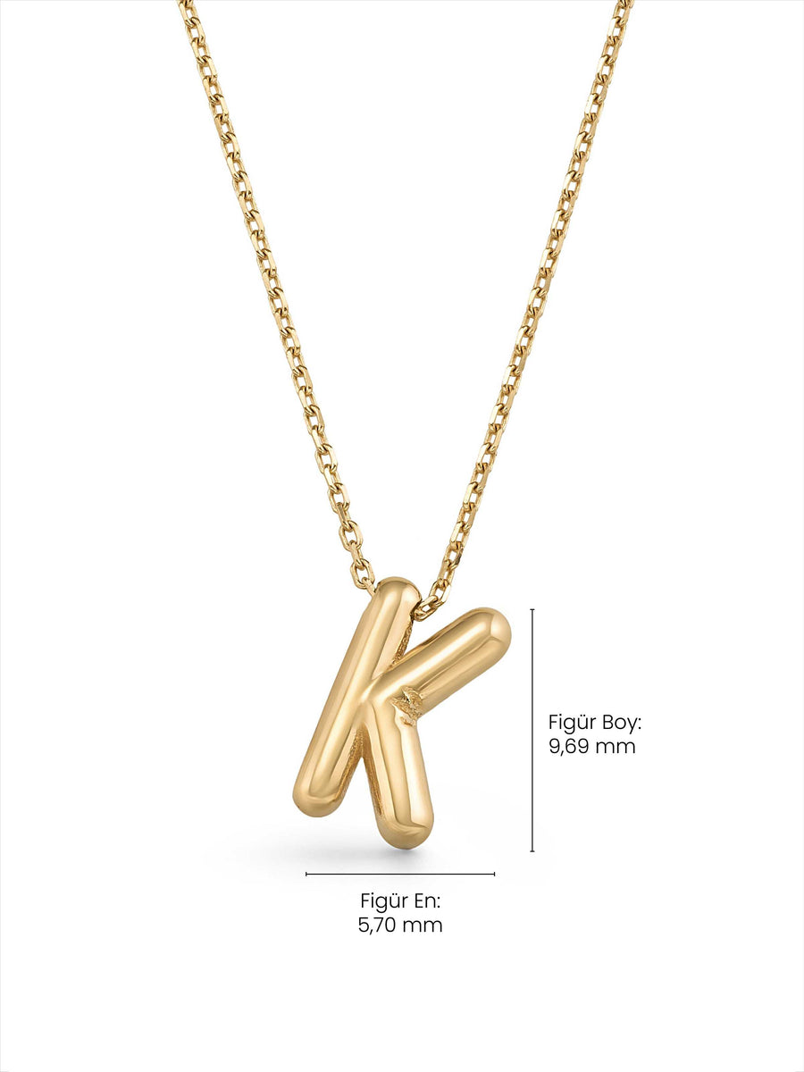 K Harfi Sade 14K Altın Harf Kolye