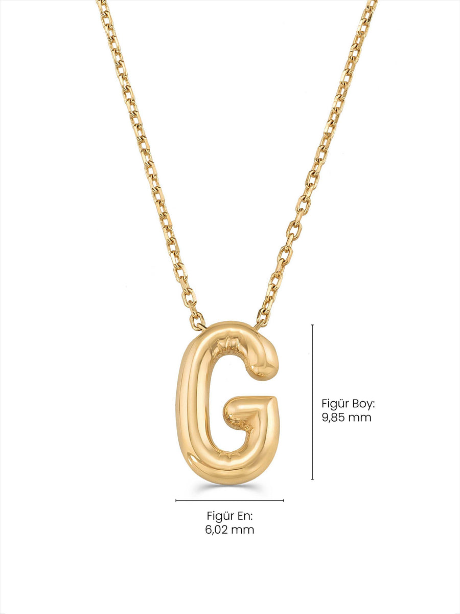 G Harfi Sade 14K Altın Harf Kolye