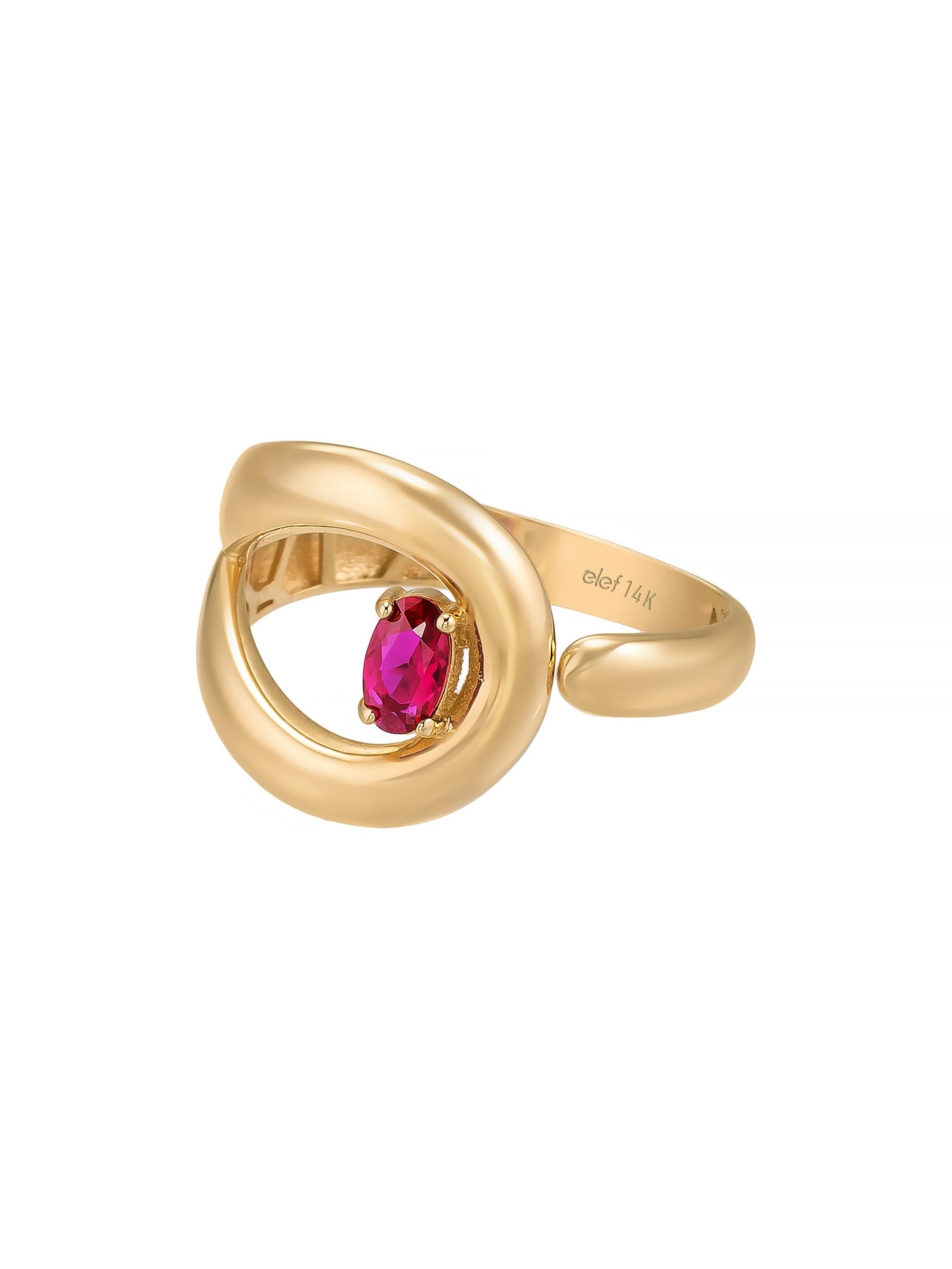 Oval Garnet Taşlı Modern 14K Altın Yüzük - Elef Kuyumculuk
