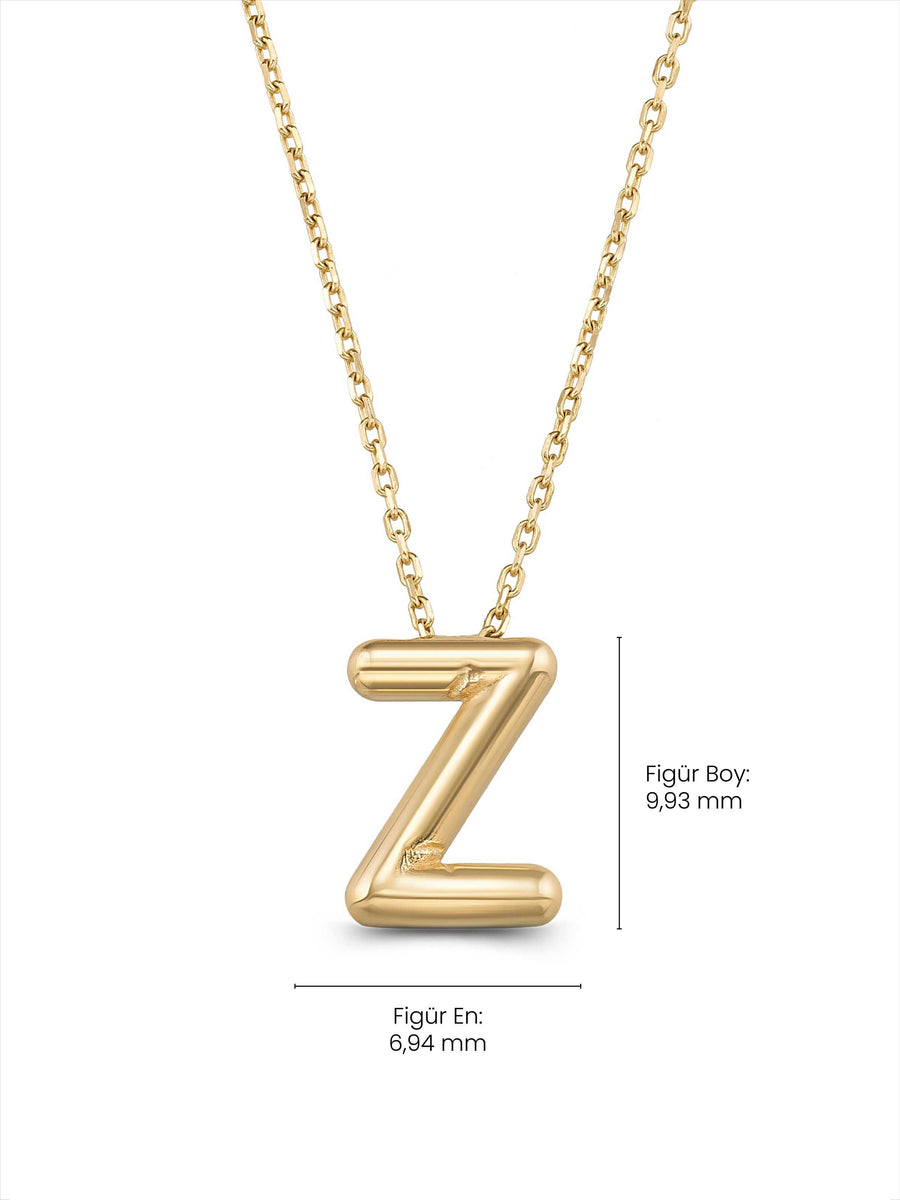 Z Harfi Sade 14K Altın Harf Kolye
