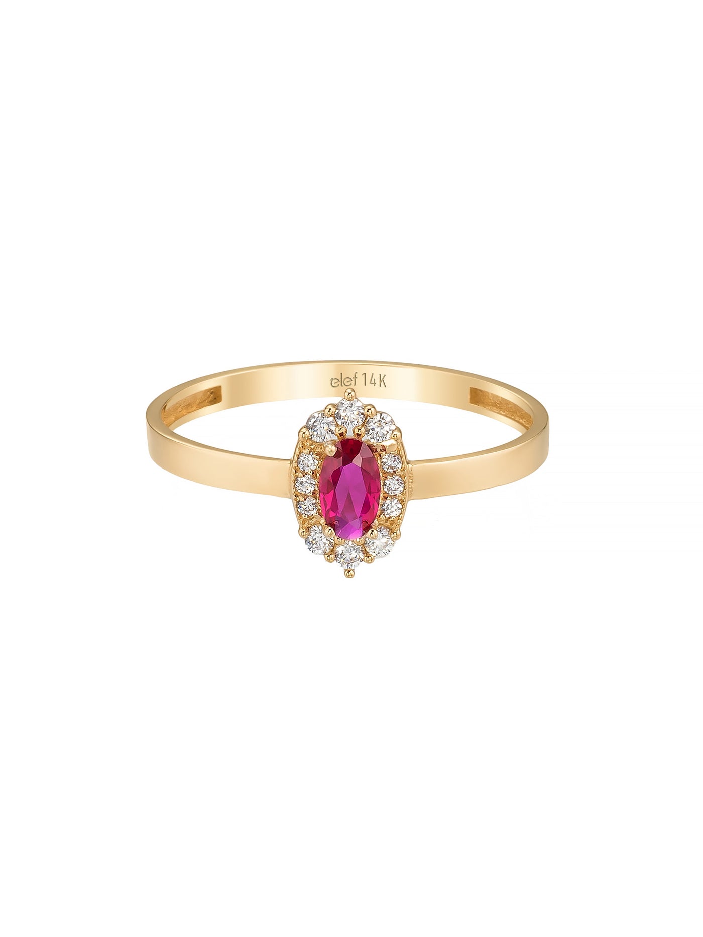 Oval Yakut Rengi Taşlı Vintage 14K Altın Yüzük - Elef Kuyumculuk