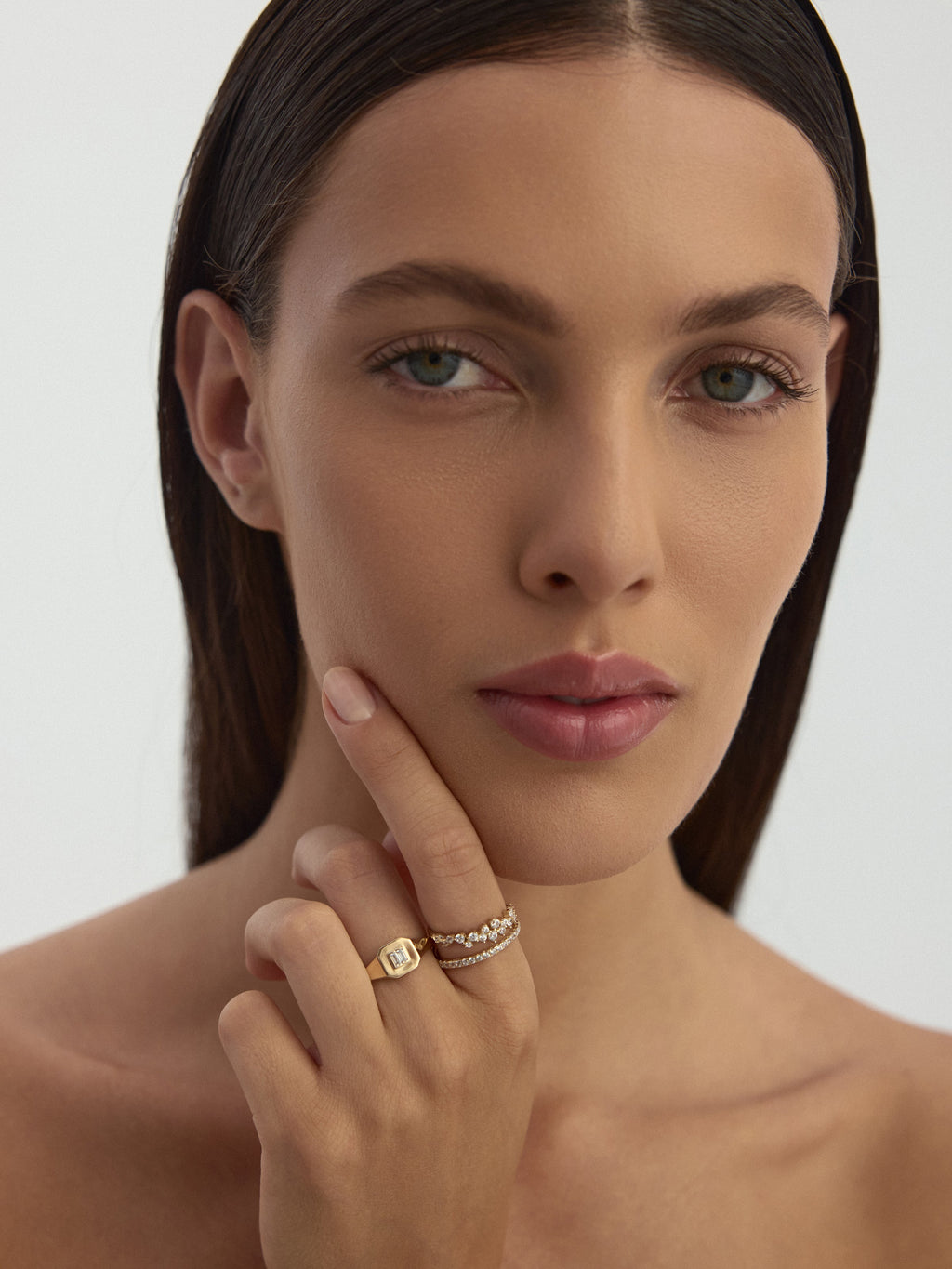Baget Taşlı Geometrik 14K Altın Yüzük - Elef Kuyumculuk