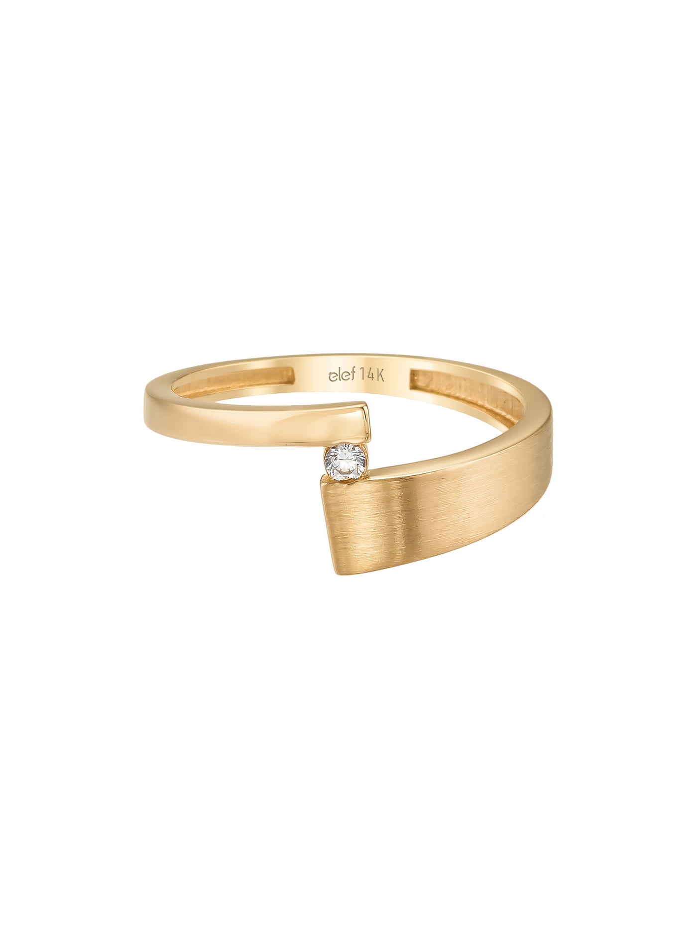Tektaş Modern Formlu 14K Altın Yüzük - Elef Kuyumculuk