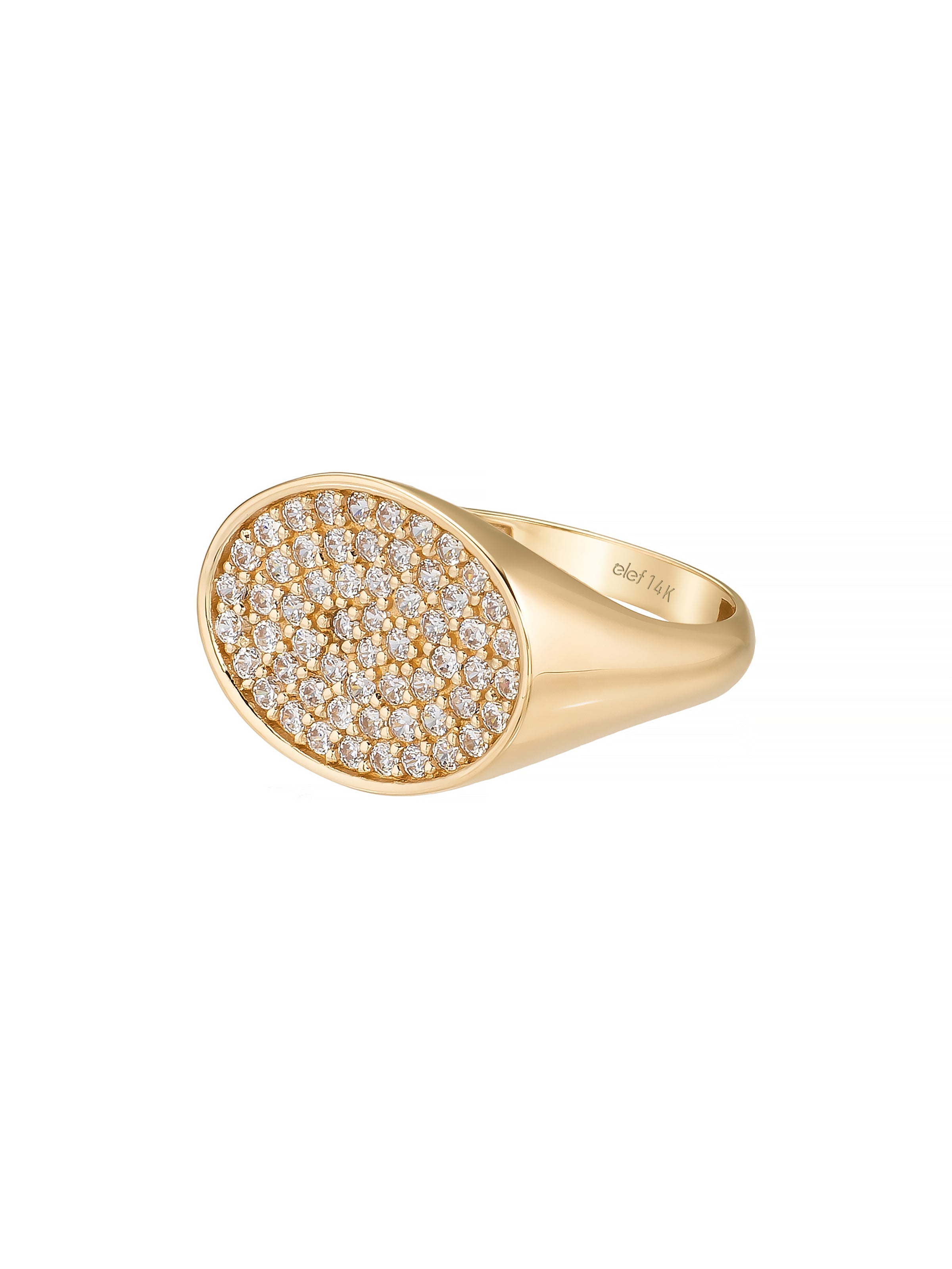 Oval Baget Taşlı Modern 14K Altın Yüzük - Elef Kuyumculuk
