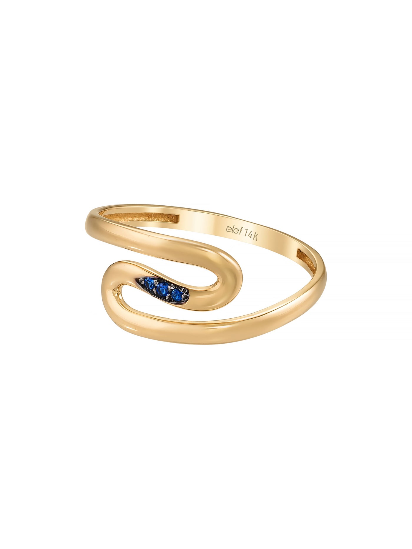 Sedef Formlu Safir Rengi Taşlı Modern 14K Altın Yüzük - Elef Kuyumculuk