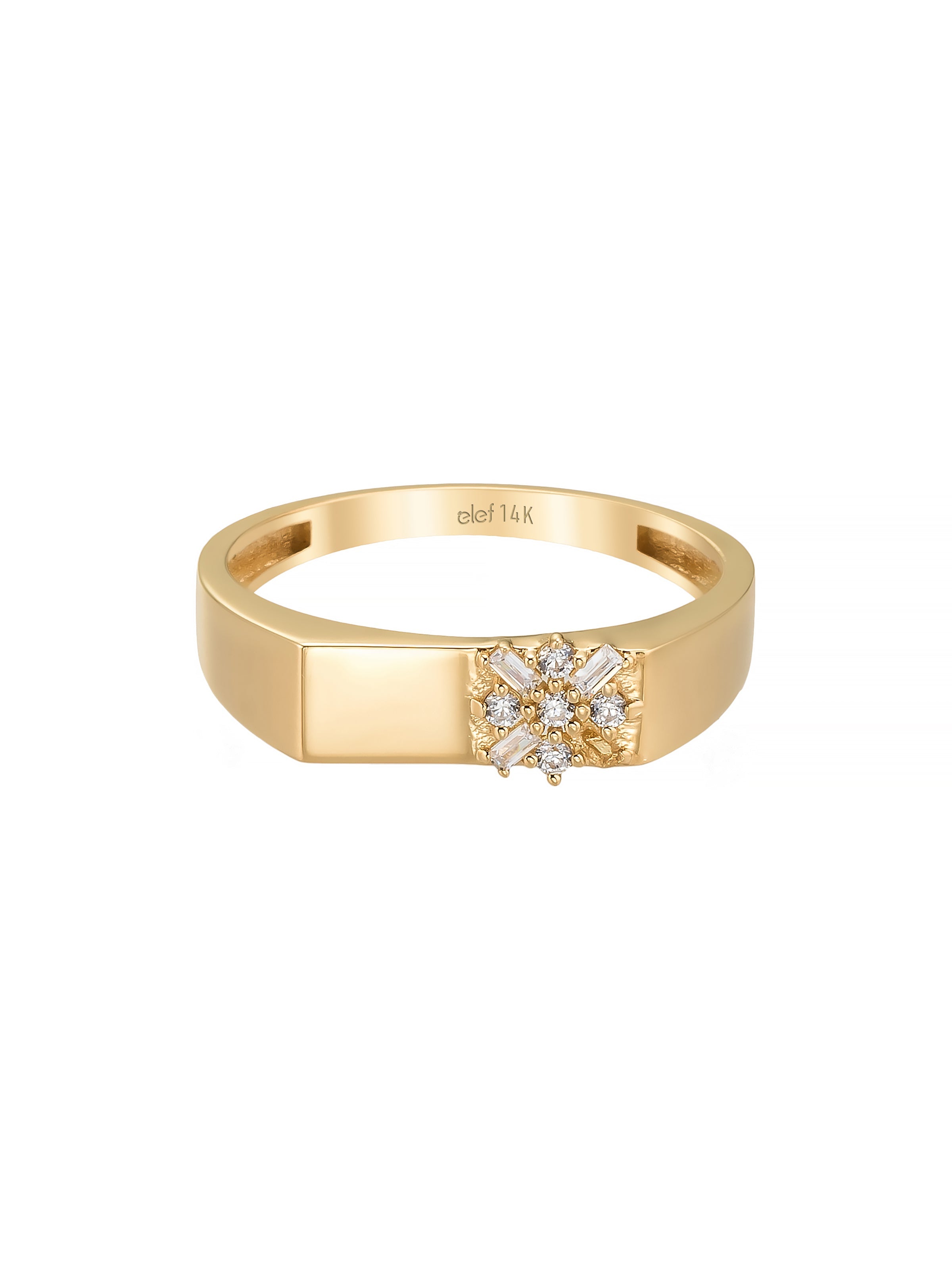 Kar Tanesi Motifli Modern 14K Altın Yüzük - Elef Kuyumculuk